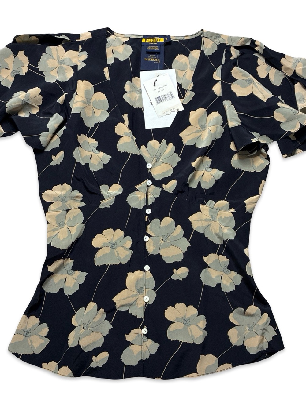 Vintage Rugby Ralph Lauren Rare Silk Blouse. Sz 2